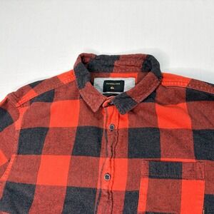 Quiksilver Mens Modern Fit‎ Flannel Shirt Button Up Red Black Plaid M